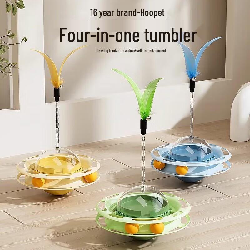 Interactive Tumbler Cat Toy with Baseball Turntable