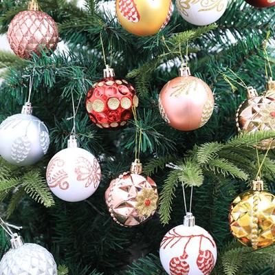 8PCS/Box Electroplated Painted Ball Christmas Tree Ornament Plastic New Year Christmas Gifts Boxes Pendant DIY Crafts Painted