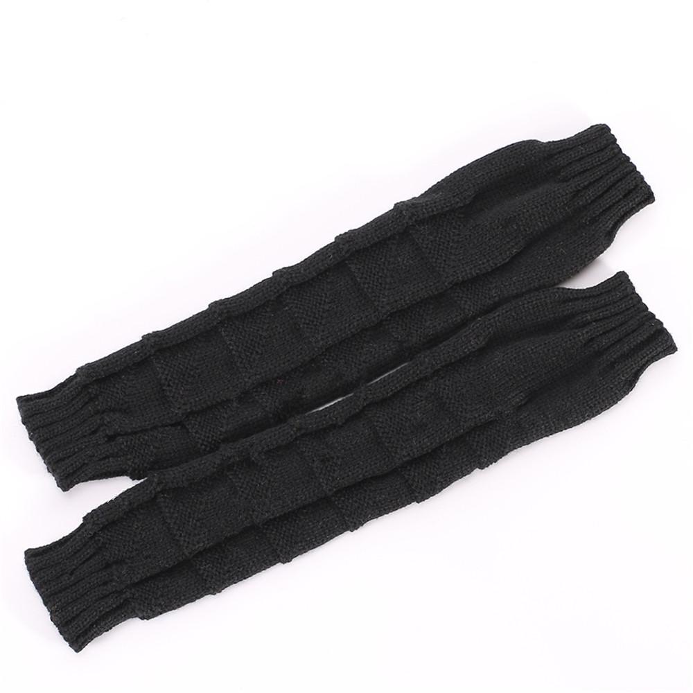 

Women Winter Wrist Arm Warmer Solid Knitted Long Fingerless Gloves Mitten Free