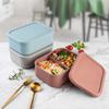 Silicone Bento Lunch Box Portable Reusable 3 Compartment Microwaveable Bento Box for Adult Kids