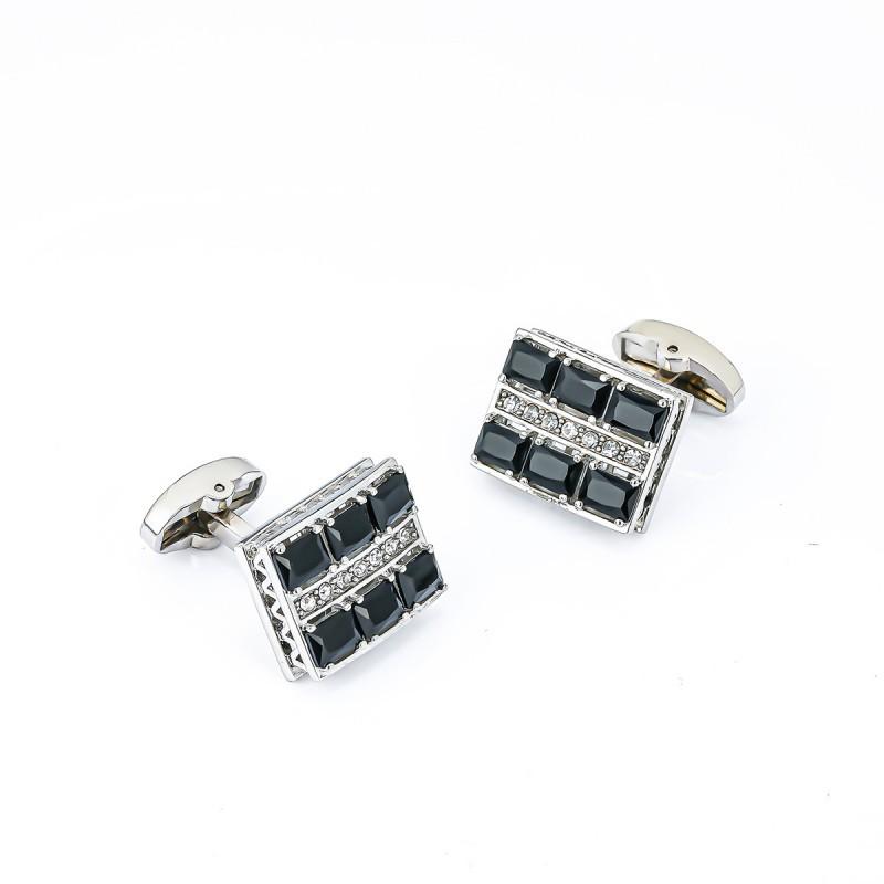 Electroplated Silver Zircon All Copper Cufflinks Fashionable Simple Men s Shirt CS-0037