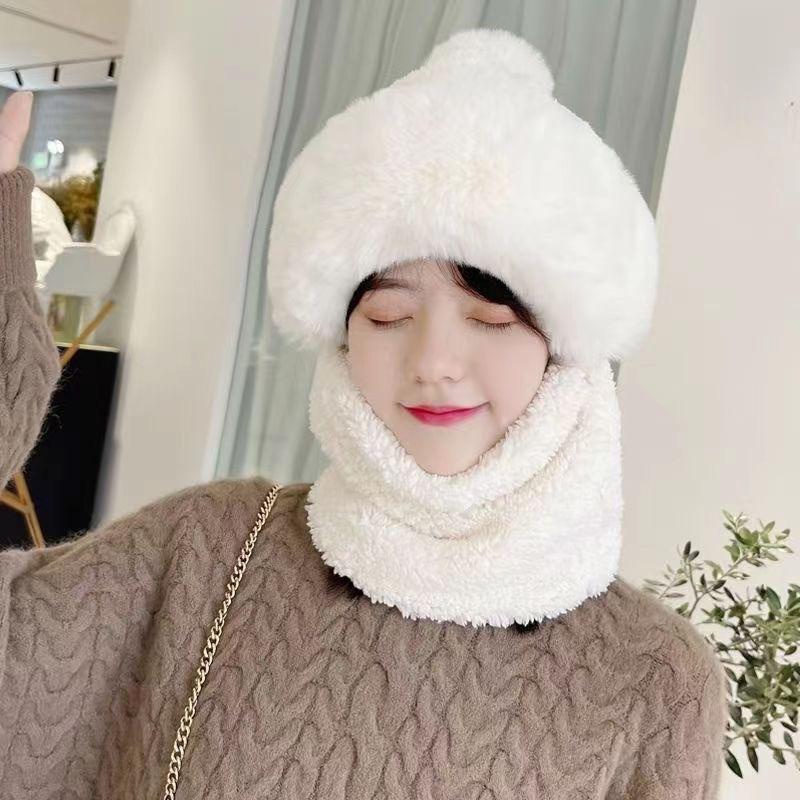 Hat Men's Winter Windproof, Cold-proof and Warm Wool Knitted Hat Super Thick Thickened Piled Headhat Big Head Circumference