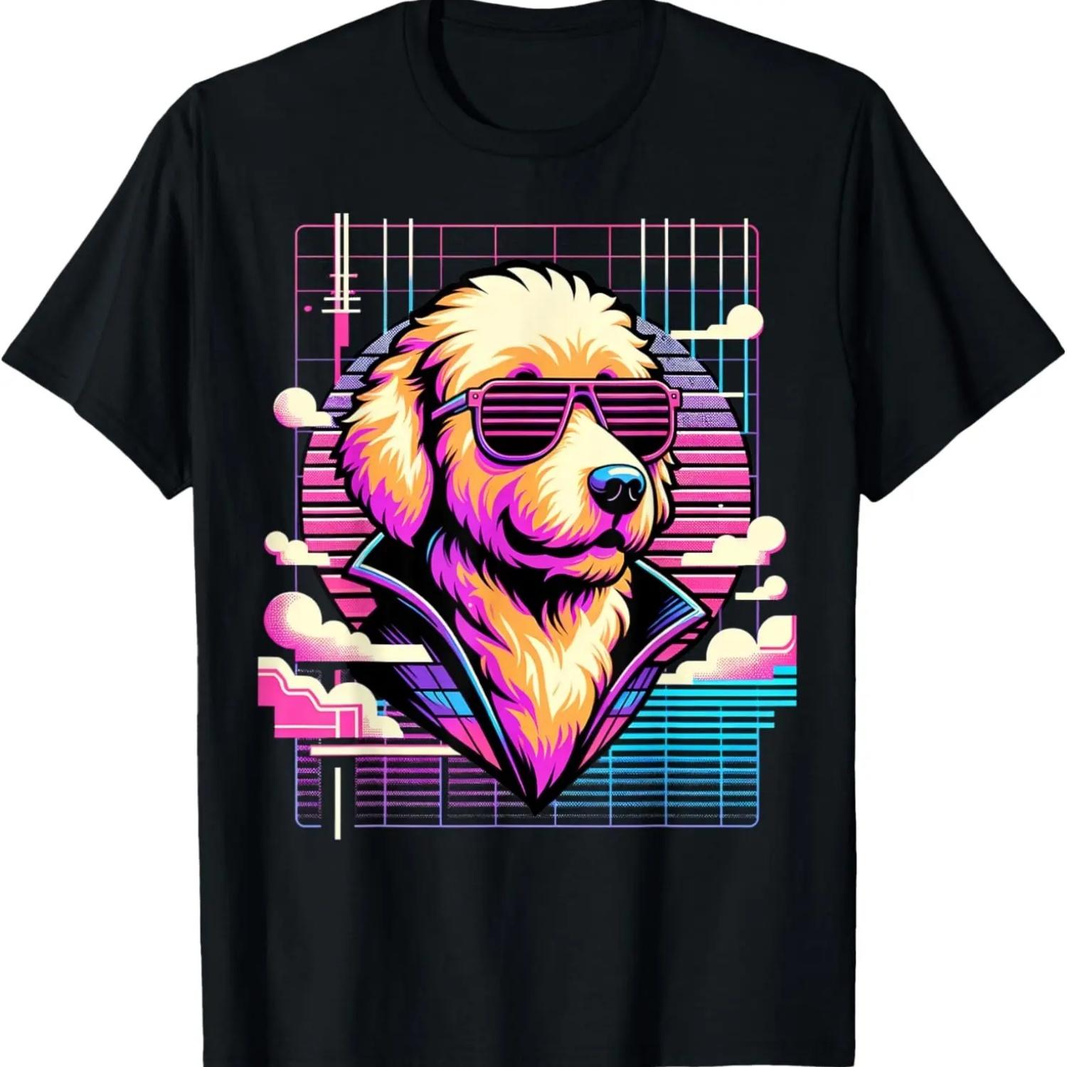 Vaporwave Synthwave Doodle Retro Golden Doodle T-Shirt S чёрный