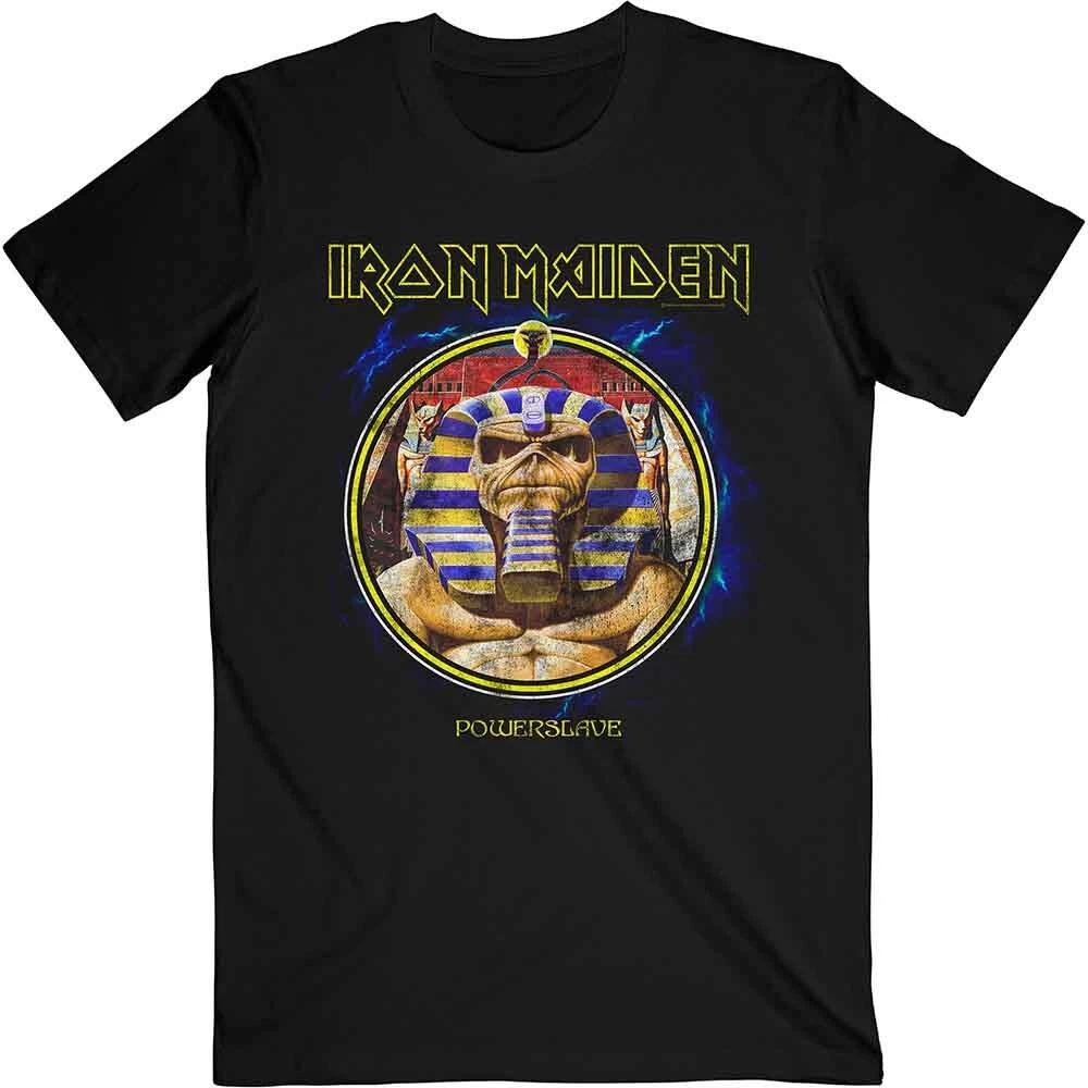 

Iron Maiden Powerslave Mummy Circle Black T shirt - NEW S