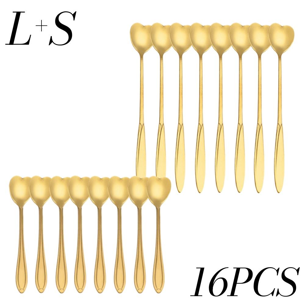8/16pcs Heart-shaped Dessert Coffee Spoon Set Stainless Steel Mixing Spoons Spoon for Home Restaurant Kitchen Supplies Tools