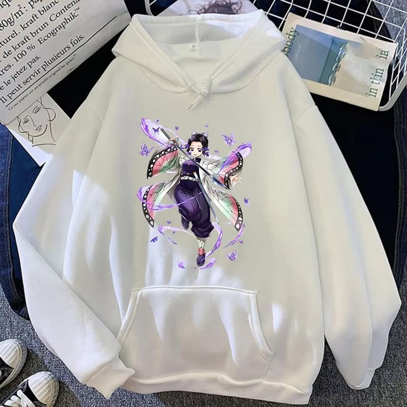 Fashion Unisex Hoodies Anime Kochou Shinobu Printed Hooded Women Men Harajuku Streetwear Sweatshirt Casual Pullover Tops