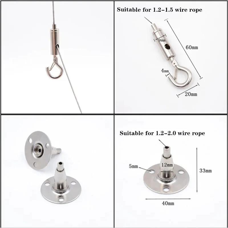 4 Stück 1,5 mm Drahtseil-Federhaken, verstellbar, zum Aufhängen von Wäscheleinen, festes Geländerschloss, Hebecode, geeignet für Lichtpaneele