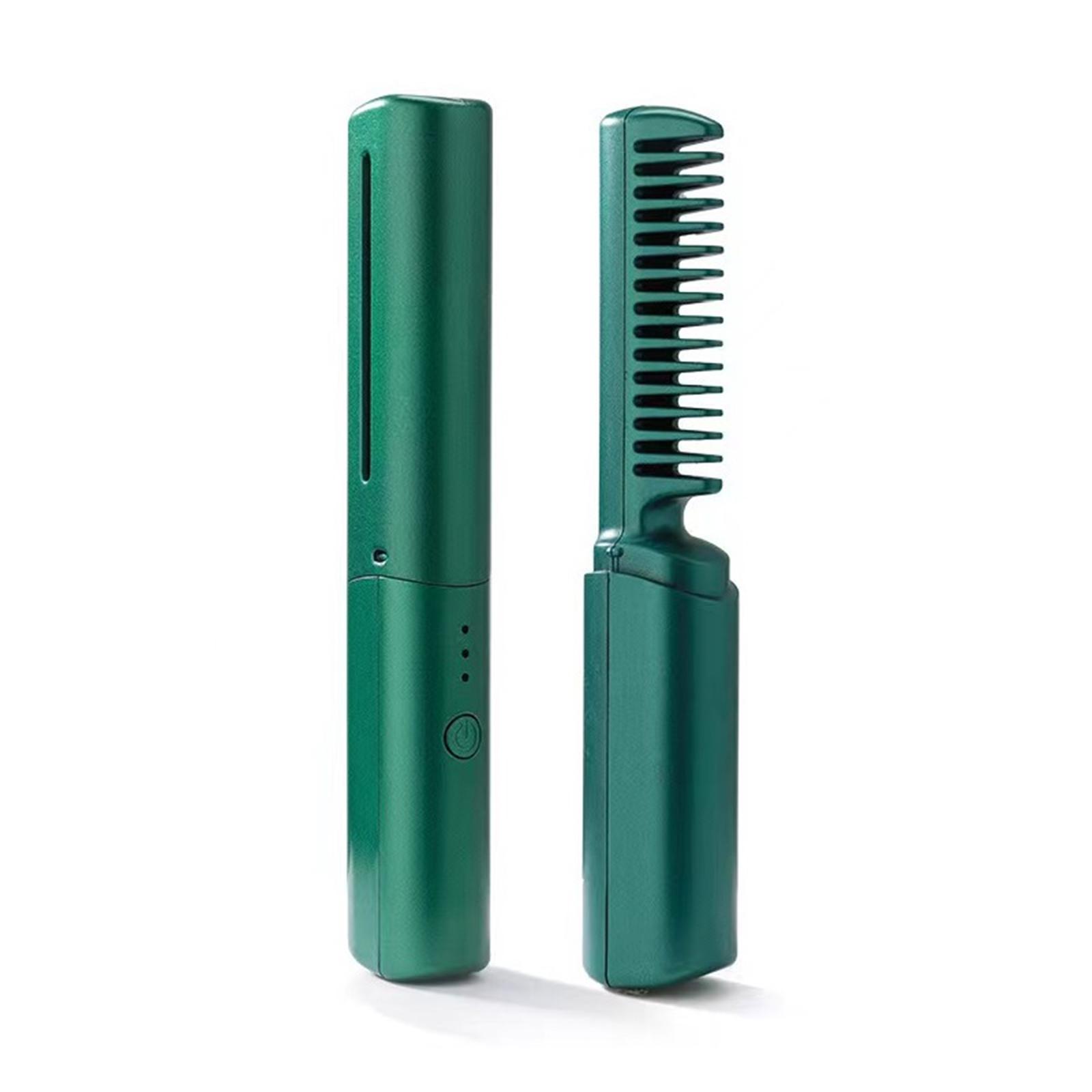 

Wireless Lazy Comb Mini Portable USB Charging Curling Iron Small Curling Straight Dual-Purpose Wireless Comb Hair Styling Tool зелений