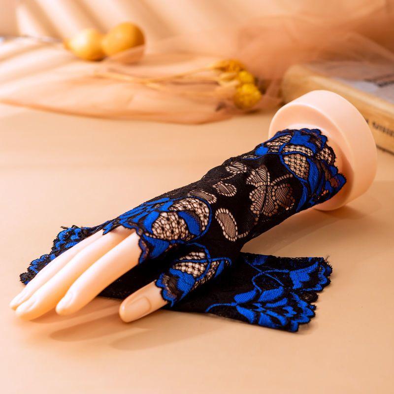 

Короткие Шикарные Кружевные Перчатки без Пальцев Женские Весенне-Летние Тонкие Этикетные Перчатки для Вождения Сенсорный Экран Танцы Путешествия Квадратные Танцы Sapphire Blue 2 pairs One size