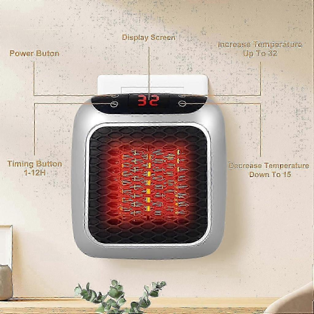Portable Heater, 800W Ceramic Plug in Heater, Space Electric Fan Heater with Remote Control, 12H Timer, LED Display, 2 Heat Setting