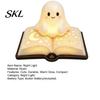 Ghost Figurine Desk Lamp Magic Book Night Light, Resin Tabletop Warm Glow with Moon Cute Light Star Relief, Bedside Sleeping for Kids Bedroom,