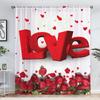 Valentine's Day Red Rose Flower Shower Curtain Waterproof Polyester Landscape Curtains Bathroom Shower Curtain And Rug Sets