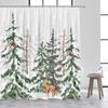 Blue Christmas Tree Shower Curtain Winter Snowflake Pine Trees New Year Christmas Bath Curtains Fabric Bathroom Decor With Hooks