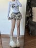 Leopard Print Low Waist Fur Patchwork Mini Skirt - Women’s Slimming A-Line Autumn Winter Spicy Style