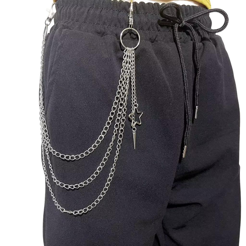 Hollow Pentagram Metal Decorative Waist Chain Female Punk Rivet Pendant Trouser Chain Spot
