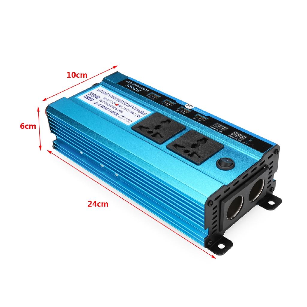 LED Display 12V DC To 220V AC Sine Wave Converter Lot Blue 2000W Solar Power Inverter