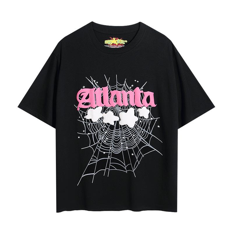 Sp5der hip hop singer Young Thug same foam letter 555555 couple T-shirt Pink short sleeve tee