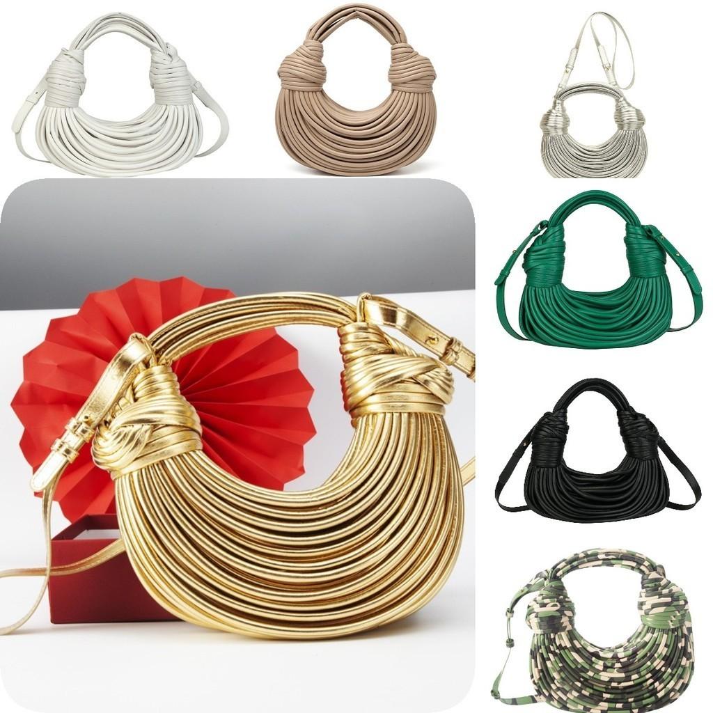 Stylish Gold Shoulder Bag French-inspired Handcrafted Woven Crossbody For Women