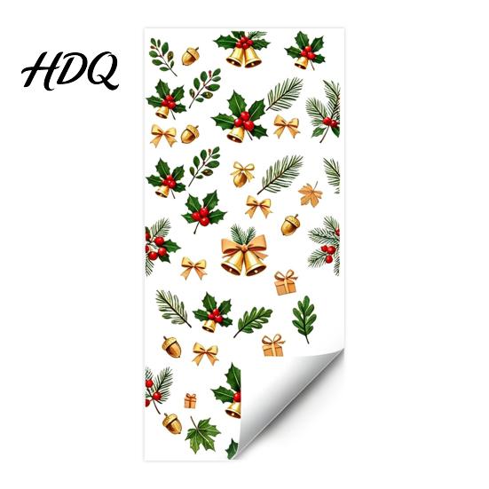 Window Decoration Decal Christmas Static Cling Xmas Tree Snowman Santa Hat Bell Reusable Cling Glass Sticker Removable for Holiday Party Sticker
