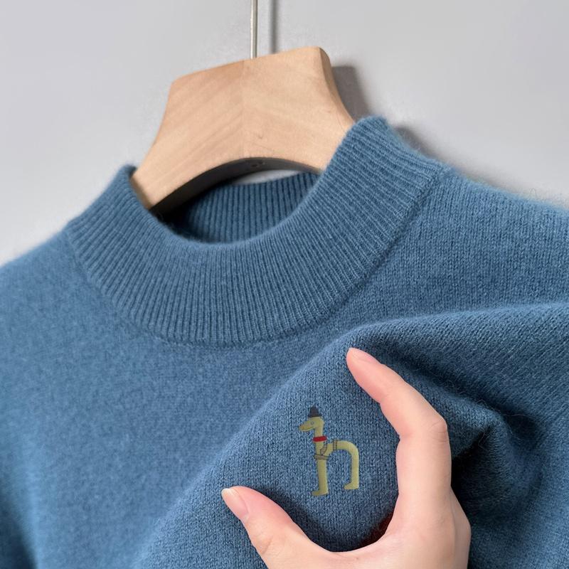 Men s O-Neck Pullover Knitted Sweater Winter Arrival Dog Print Luxury Warm Thicken Casual Commute Men s Wear L