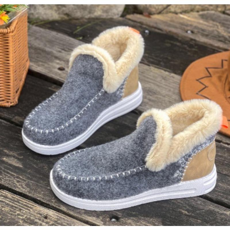 Women's Mid-Calf Thick-Sole Winter Insulated Fur-Lined Snow Boots Anti-Slip, Durable, Casual Athletic Cotton Boots