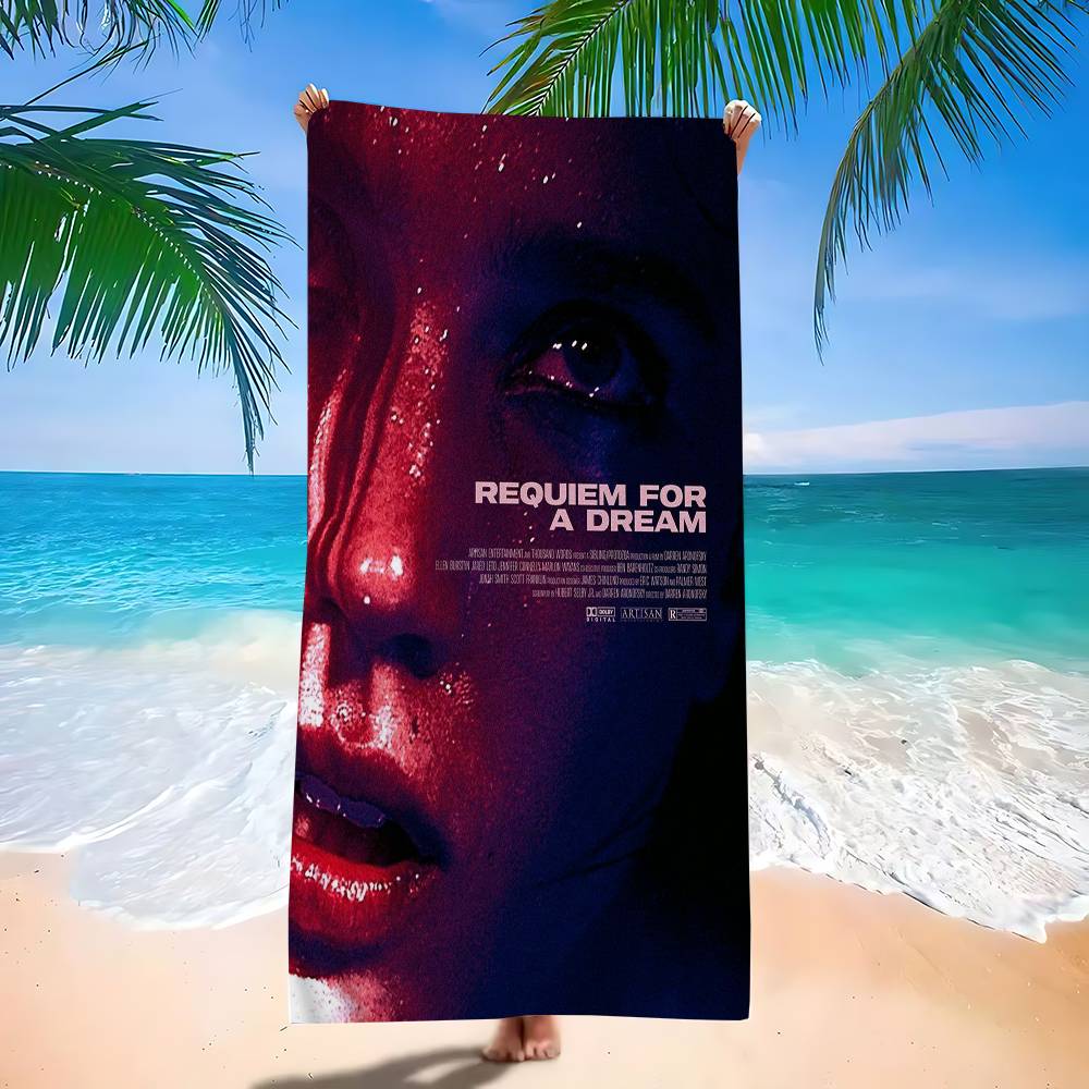R-Requiem for a Dream Microfiber Blanket Quick Drying Beach Towels Oversized Printing Super Absorbent Pool Towel Blanket