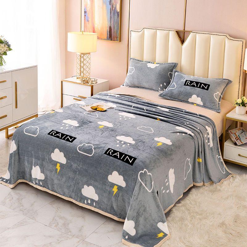 Verdickte doppelseitige Flanelldecke mit Wolkenzobelmuster, Bettdecke auf Luxusbetten, Mehrzweck-Decke für Büro, Nickerchen, Autodecke
