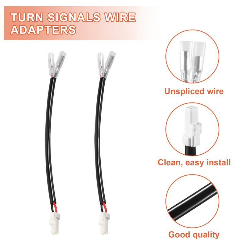 look-2Pcs Motorcycle Turn Signal Wiring Harness Connector Turn Signal Plug Adapter for