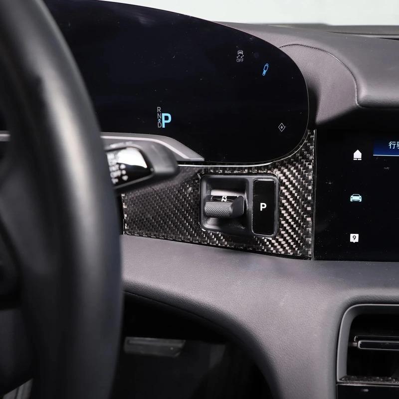 For Porsche Taycan -2024 Soft Carbon Fiber Car Dashboard Gear Adjustment Switch Cover Trim Sticker Interior Car Accessories