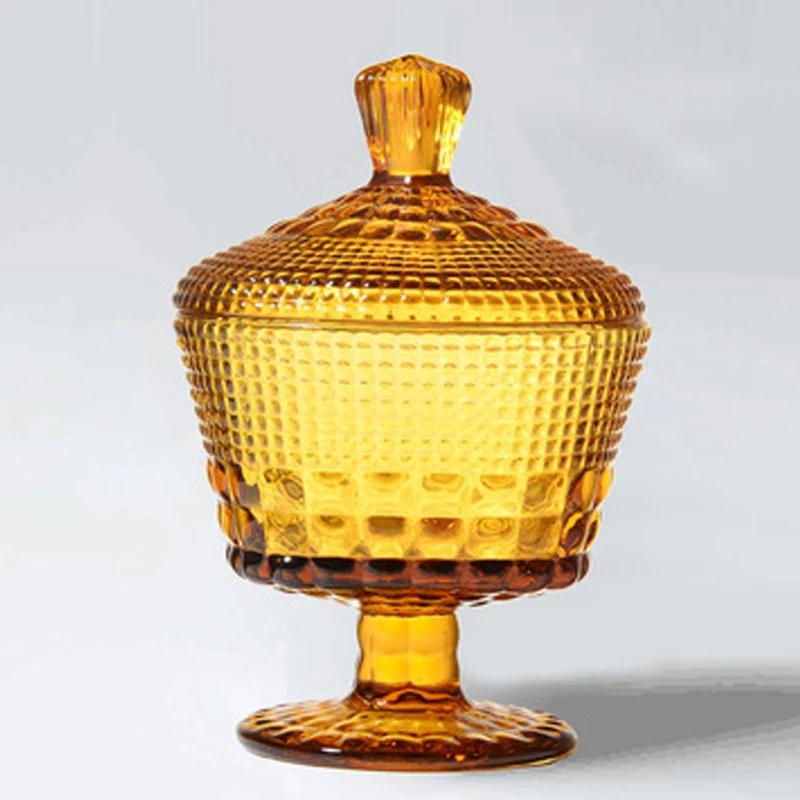 Stained Glass Candy Jar European Retro Storage Jar with Lid Storage Jar Household Storage Box Home Decoration Accessories