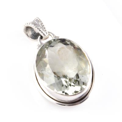 Natürlicher grüner Amethyst Edelstein 925 Massives Sterlingsilber Geschenk Anhänger 1,3" B5h81