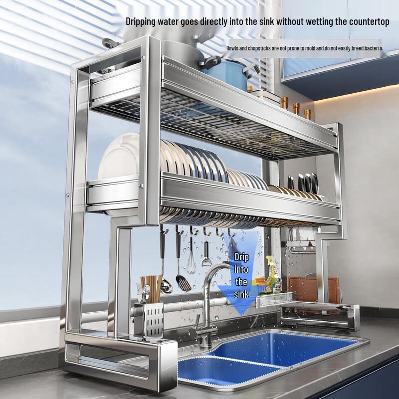 Jiabangshou Stainless Steel Over-Sink Dish Drying & Storage Rack
