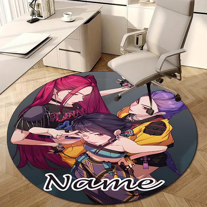 Personalized K-KPop Demon Hunters Round Chair Office Rug - Perfect for Mat, Office Chair & More - Ideal Gift for Birthdays and Holidays