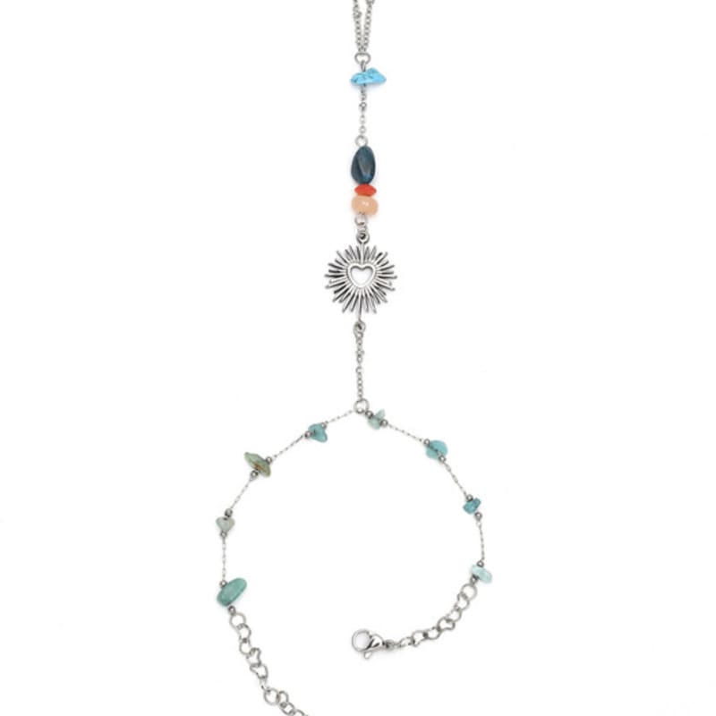 

KIMZISU Chain Link Ring Bracelet - Heart _ BLUE BLUE_OS