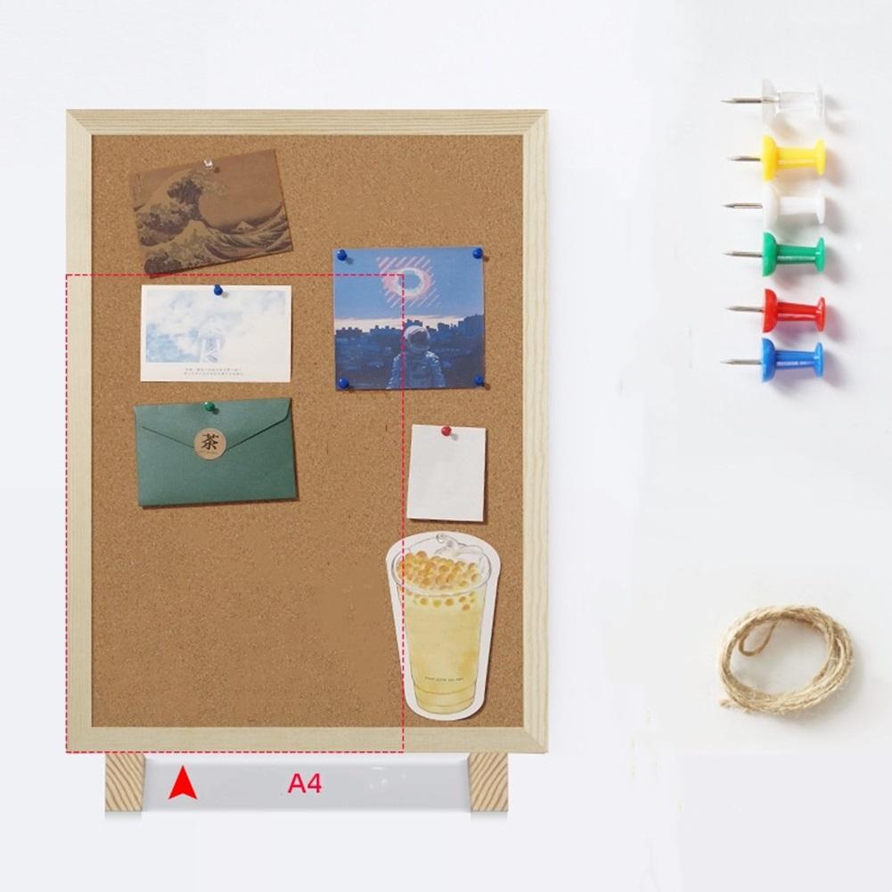 Desktop Cork Board Stand Rectangle Wood Frame Small Bulletin Board Vision Board