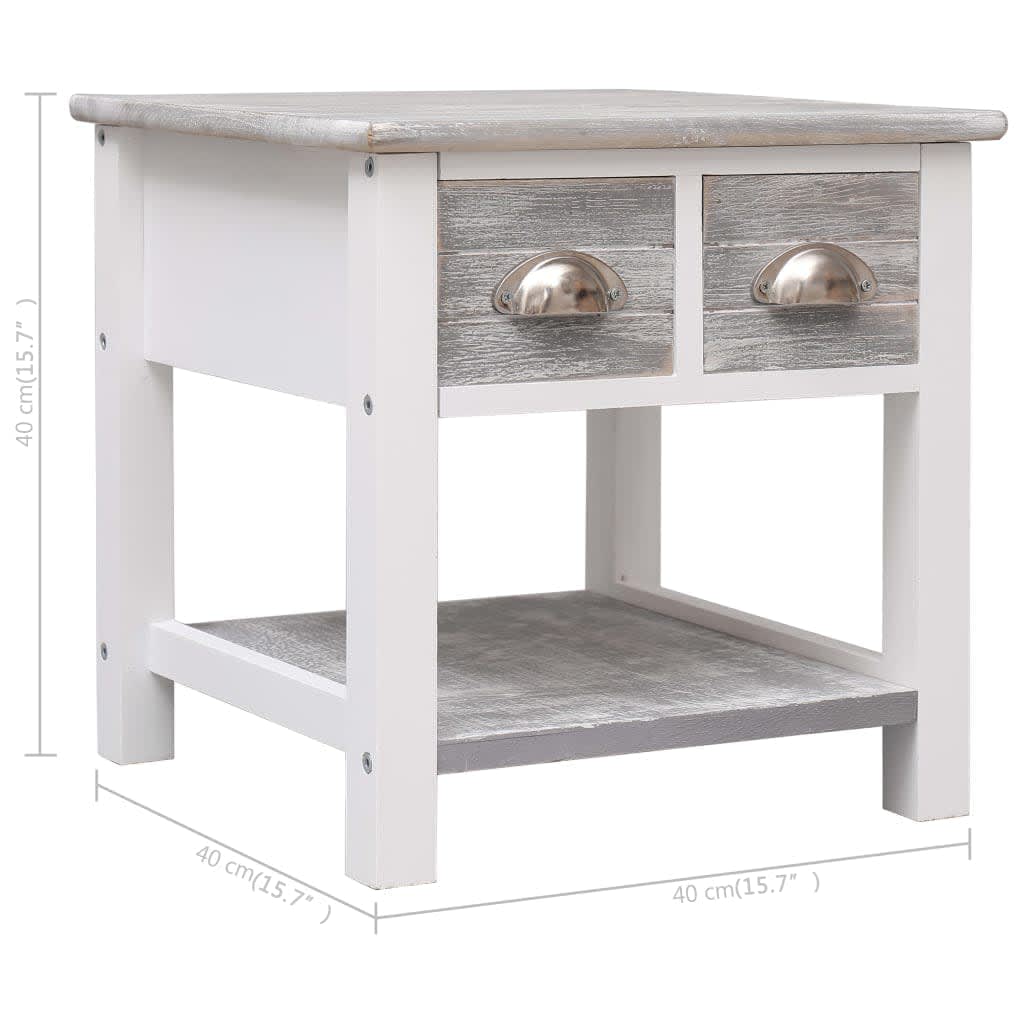 Side Table Gray 40 x 40 x 40 cm Paulownia Wood