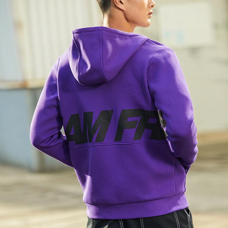 Anta Basketball Series Letter Print Knit Hooded Jacket Men Jackets Persian-Purple 152211708-4