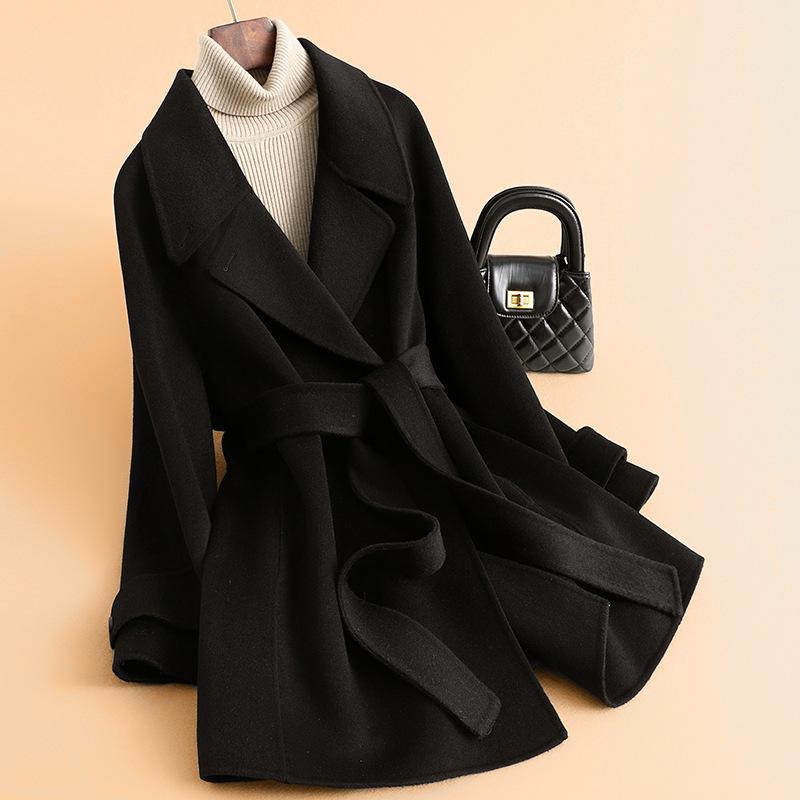 Double-sided wool coat women's medium and long spring new woolen coat high-end small woolen coat