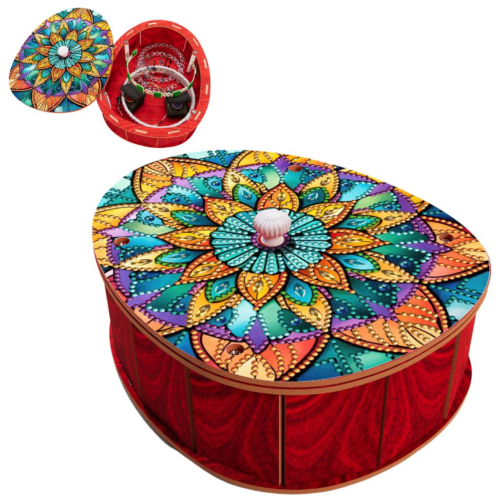 5D DIY Diamond Art Rhinestones Decorative Holder Box with Lid Diamond Painting Jewelry Box Egg-Shaped Birthday Gifts for Friends