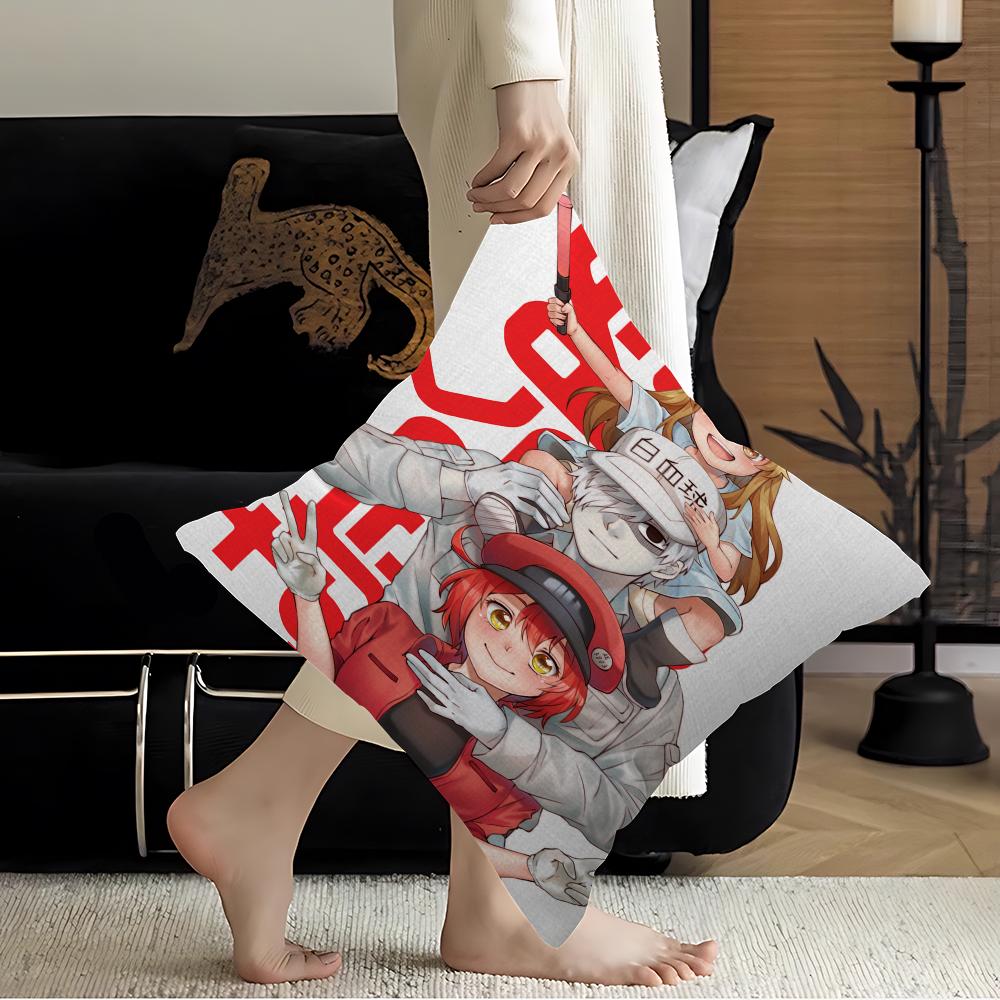 

Подушка по аниме «Клетки за работой» Подушка аниме Подушка для изголовья дивана-кровати Чехол для подушки Чехол для подушки 45x45 см Модный 16x16Inch