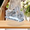 Faux Crystal Acrylic Motorcycle Ornament 2D Flat Clear Motorbike Table Sign with Base Home Office Desktop Bookshelf Decoration
