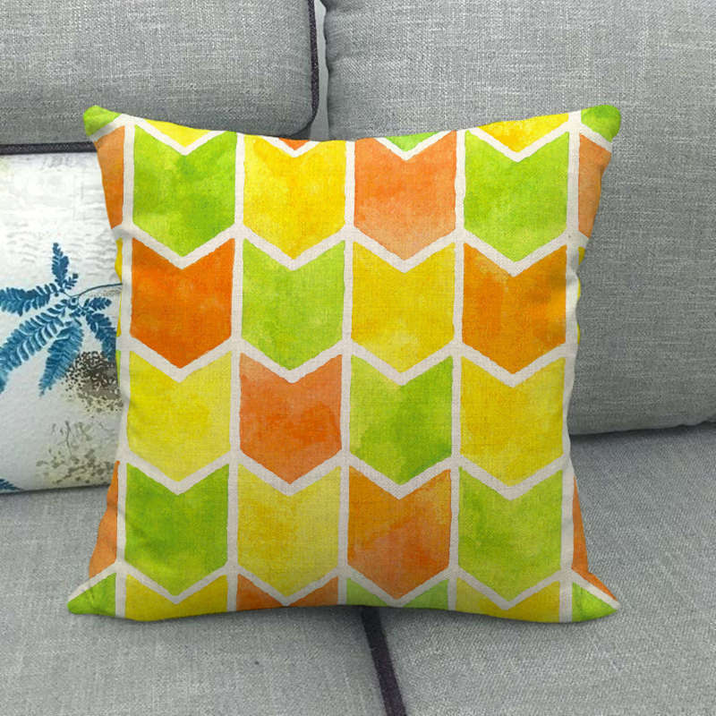 Geometric Triangular Wave Pattern Digital Printing Short Plush Pillow Covers For Car Sofa Office Cushion Cover Home Goods
