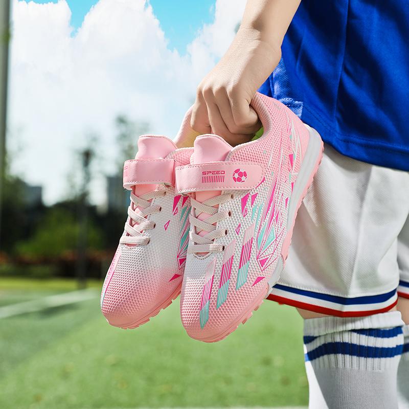 

Student Soccer Sport Shoes Ultra-Leather TF Studs Artificial Grass Magic Tape Training Shoes Anti-Slip Low Cut Rubber Sole 31