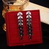 Diamond Black Leaf Fringed Earrings Women, Mori Light Luxury Individual Design Sense Gradual Change Color Fashion Earrings