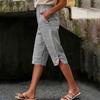 Pantaloni Caprid da Donna Vita Alta Casual Estivi con Tasca Laterale