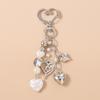 Cute Imitation Pearl Keychain Metal Love Heart Bow Pendant Keyrings For Women Car Key Holder Handbag Key Chains Diy Gifts
