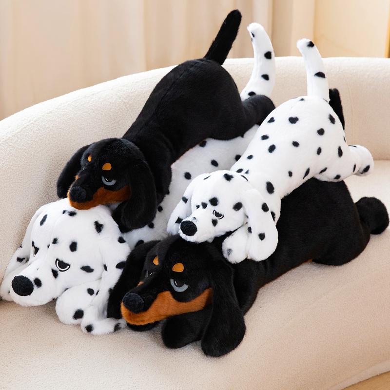 6080100Cm Simulated Black Dog Plush Toy Lifelike Dalmatian Plush Doll Soft Stuffed Animal Boy Girl Birthday Gift