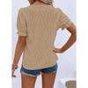 Spring and Summer New Style V-neck T-shirt Puff Sleeves Jacquard Women's Casual Loose Short-sleeved Women's Clothing