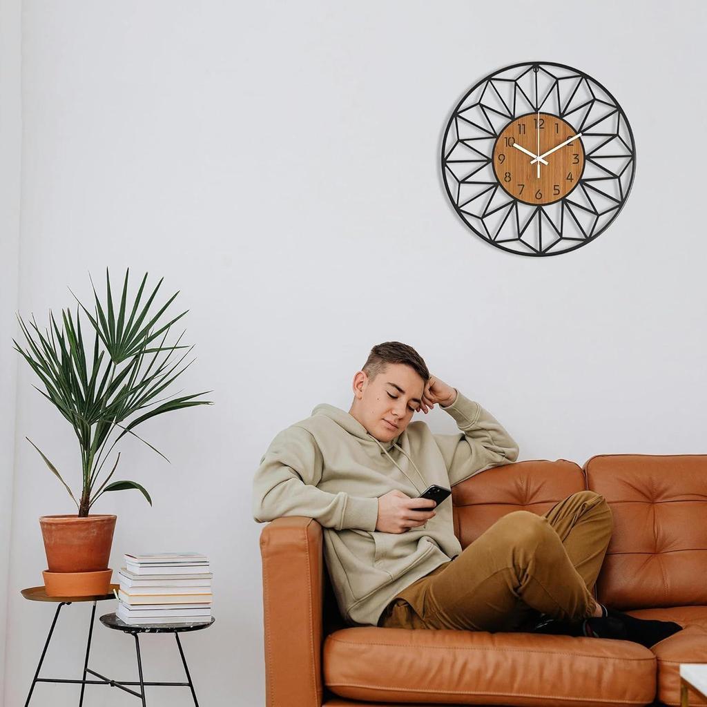 50 Cm / Stylish Metal Wall Clock for Living Room | Modern Antique Hanging Wall Watch for Bedroom, Hall, Dining, Office