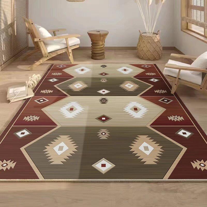 Carpet Living Room Dirt Resistant and Easy To Maintain European Retro Foldable Rug Washed Bottom Thickened Anti Slip Floor Mat